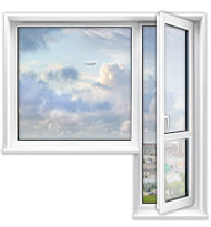 Балкнонный блок Exprof Profecta Plus окно 1430*1300 глухое, дверь 670*2080мм открывание на право,ст/п 40мм, цвет белый, москитная сетка на дверь.